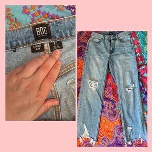 BDG Blue Straight Leg Jeans with Vintage Distressing